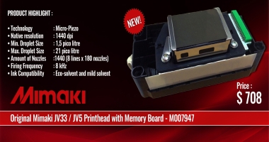 Original Mimaki JV33 - JV5 Printhead with Memory Board - M007947