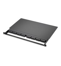 0.5U Rack Mount Enclosure Loaded with 32x8F MPO Adapter, Male to Male, 128 Fibers, OM4 Multimode, Type 4, 0.35dB Max