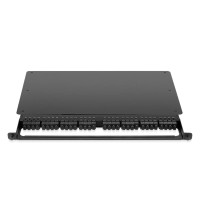 0.5U Rack Mount Enclosure Loaded with 32x8F MPO Adapters, Male to Male, 128 Fibers, OS2 Single Mode, Type 4, 0.35dB Max