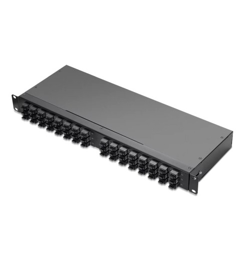 1U Shuffle Box Rack Mount Enclosure Loaded 48x8F MPO Adapter, Male-Male, 192 Fibers, Single Mode (OS2), Type 4, 0.35dB Max