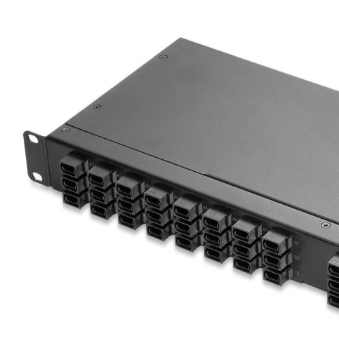 1U Shuffle Box Rack Mount Enclosure Loaded 48x8F MPO Adapter, Male-Male, 192 Fibers, Single Mode (OS2), Type 4, 0.35dB Max