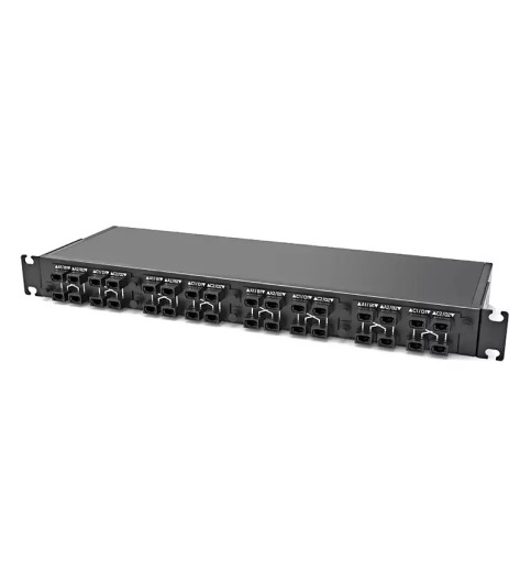 1U Shuffle Box Rack Mount Enclosure Loaded 32x8F MPO Adapter, Male-Male, 128 Fibers, Multimode (OM4), Type 2, 0.35dB Max 1U Shuffle Box Rack Mount Enclosure Loaded 32x8F MPO Adapter, Male-Male, 128 Fibers, Multimode (OM4), Type 2, 0.35dB Max