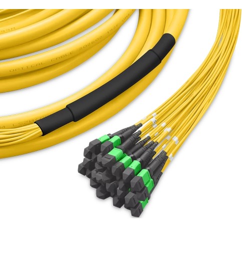 Pre-terminated MPO 4x4 Shuffle Trunk Cable, 256 Fibers, 32xMPO-8 APC (Male) to 32xMPO-8 APC (Male), Single Mode (OS2), Type 4, LSZH, 0.35dB Max, Breakout 80cm, Yellow Pre-terminated MPO 4x4 Shuffle Trunk Cable, 256 Fibers, 32xMPO-8 APC (Male) to 32xMPO-8 APC (Male), Single Mode (OS2), Type 4, LSZH, 0.35dB Max, Breakout 80cm, Yellow
