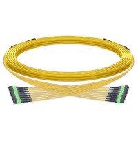 Pre-terminated MPO trunk cable, 96 Fibers, 8 x MPO-12 APC (Male) to 8 x MPO-12 APC (Male) Single Mode (OS2) Type B, LSZH（OFNR）, 0.35dB Max, Yellow, breakout 80cm