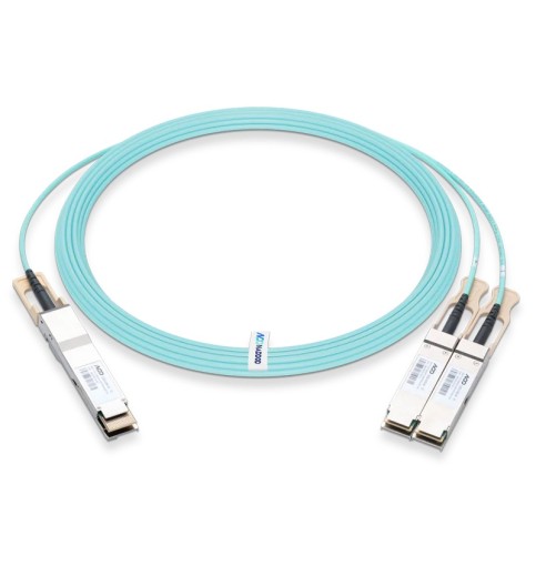 Compatible 400G AOC QSFP-DD 8x50G PAM4 to 2x200G QSFP56 4x50G PAM4 Active Optical Breakout Cable