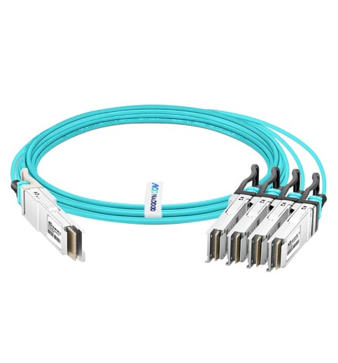 Compatible 400G AOC QSFP-DD 8x50G PAM4 to 4x100G QSFP56 2x50G PAM4 Active Optical Breakout Cable