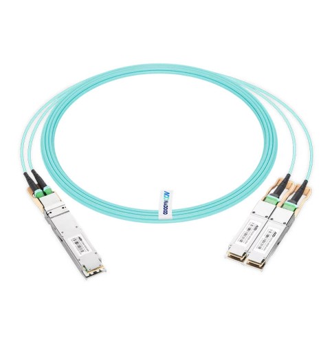 NVIDIA/Mellanox MFA7U10-H050 Compatible 400G AOC OSFP IHS/Finned Top 8x50G PAM4 to 2x200G QSFP56 4x50G PAM4 InfiniBand HDR Active Optical Splitter Cable
