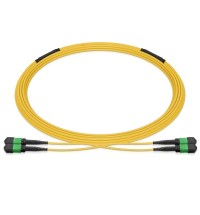 Pre-terminated MPO 2x2 Shuffle Trunk Cable, 16 Fibers, 2xMPO-8 APC Male to 2xMPO-8 APC Male, Single Mode (OS2), Type 2, LSZH, 0.35dB Max, Breakout 80cm, Yellow